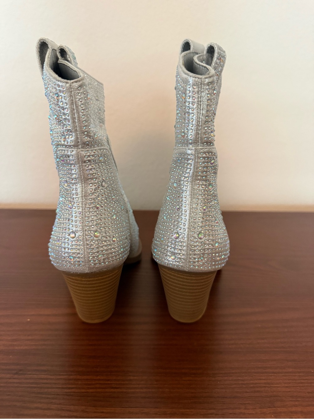 Silver Rhinestone Western Ankle Boots for Women - Picture 5 of 6